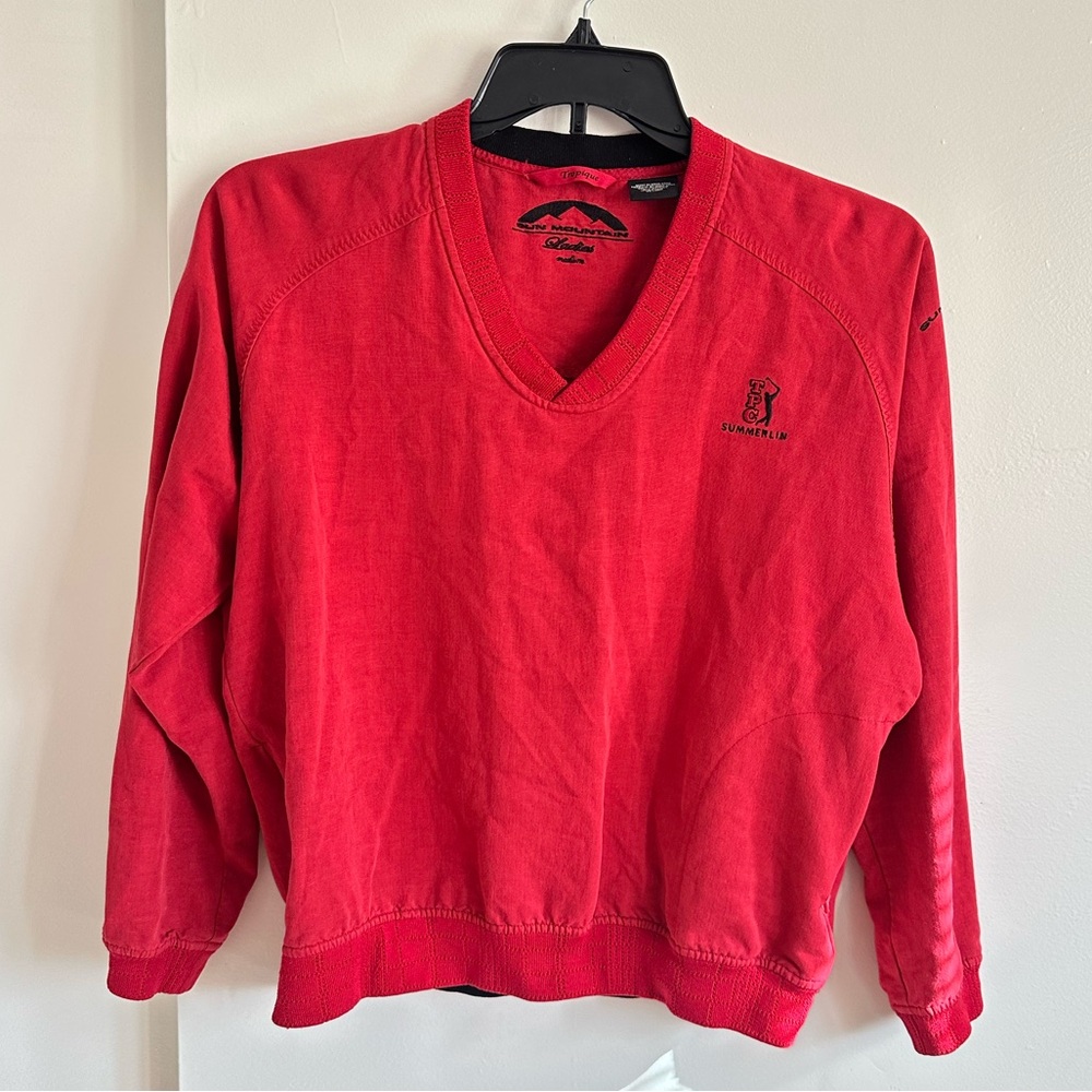 Vibrant Red V-Neck Sweater by [Brand]
